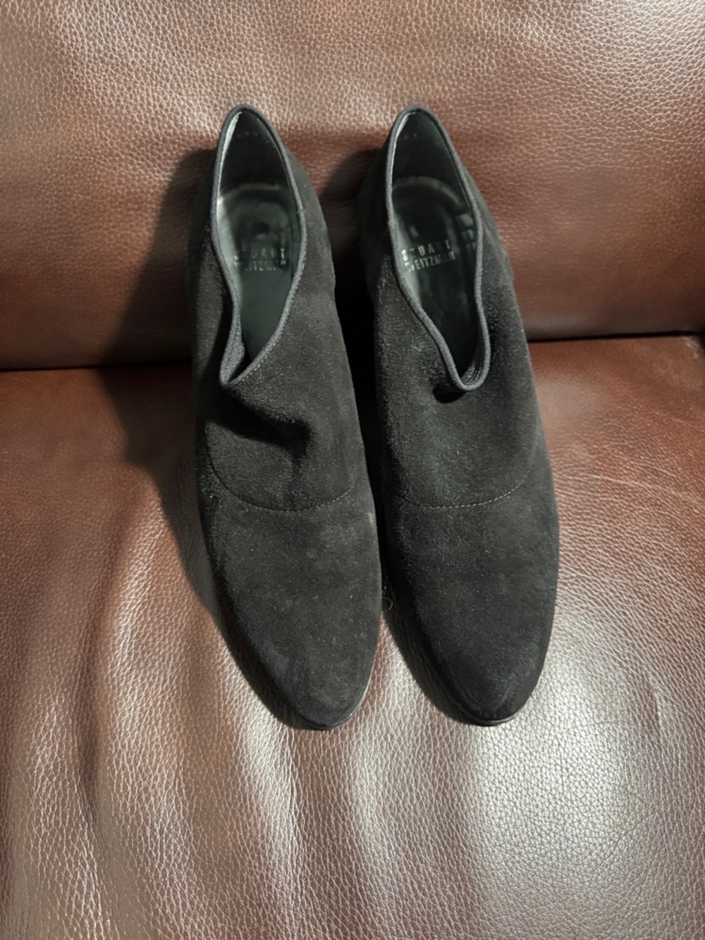 Stuart Weitzman Black Suede Pointed Ankle Booties